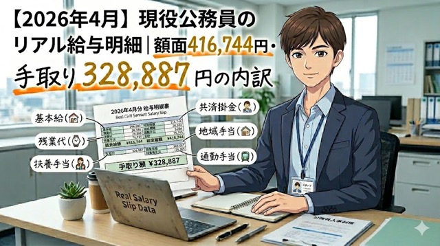 【2026年4月】現役公務員の給与明細｜手取り328,887円の内訳